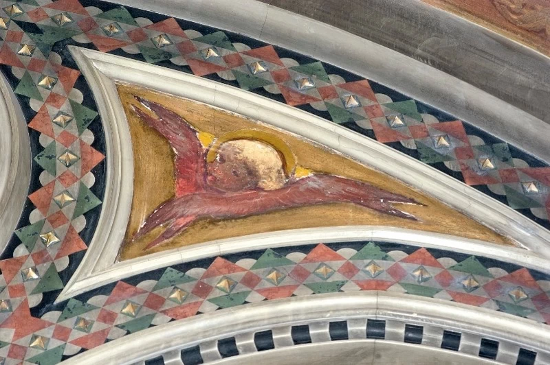  154-Modesto Faustini-Testa alata nimbata con capelli biondi - Santuario Santa Maria delle Grazie, Brescia 